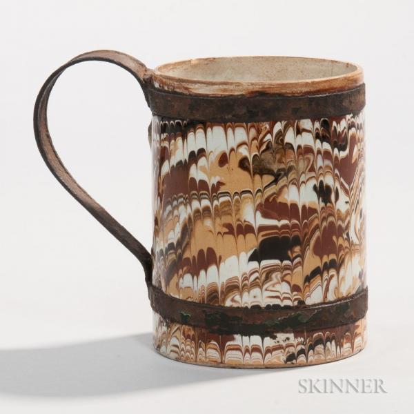 Creamware Pint Mug with Tinsmith's Make-do Repair
