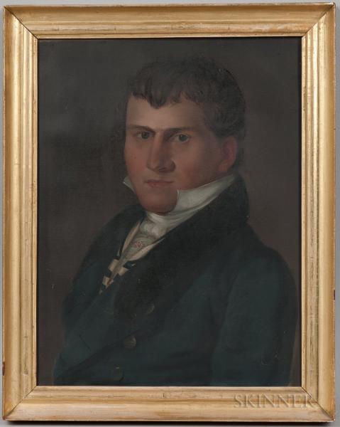 American School, Early 19th Century Portrait of a Sea Captain, Reportedly James Oakes Knapp, Newbury, Massachusetts