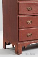 Red-painted Tall Chest of Six Drawers - 2