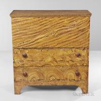 Putty-painted Pine Blanket Chest over Two Drawers