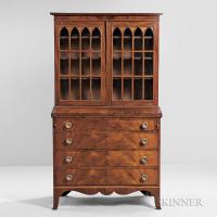 Mahogany and Mahogany Veneer Glazed Desk/Bookcase