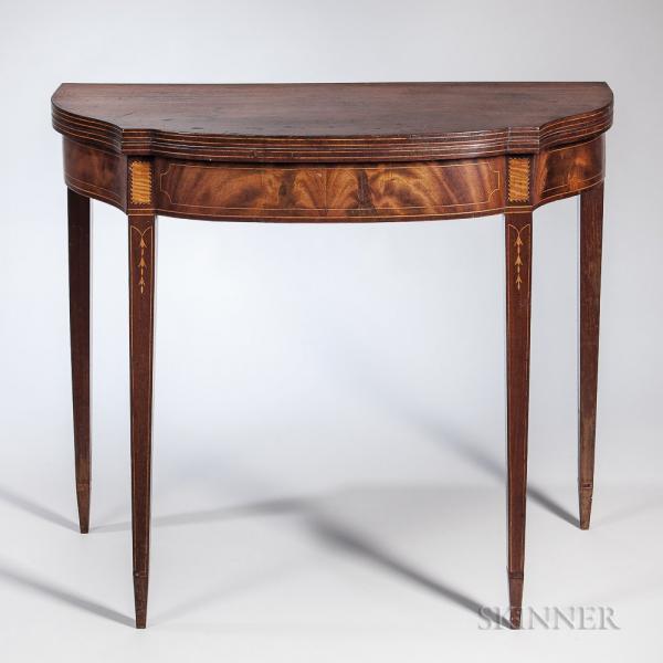 Mahogany and Mahogany Veneer Inlaid Card Table