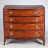 Mahogany and Mahogany Veneer Inlaid Bow-front Chest of Drawers