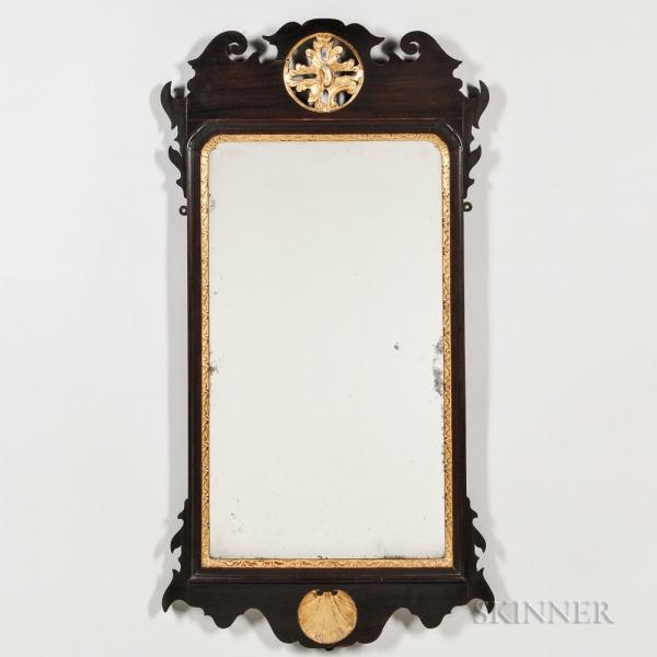 Mahogany and Gilt Scroll-frame Mirror