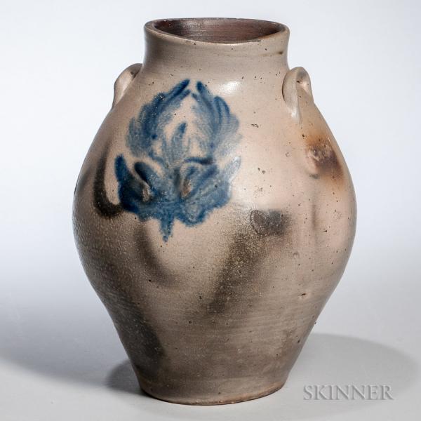 Cobalt-decorated Stoneware Crock