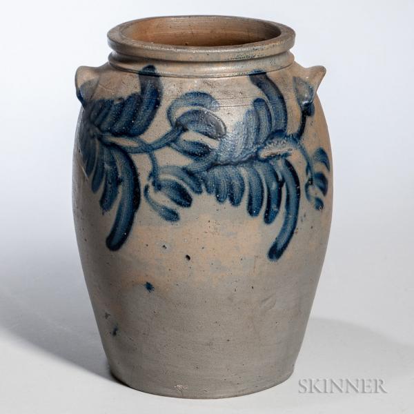Cobalt-decorated Stoneware Crock