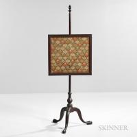 Carved Mahogany Pole Screen