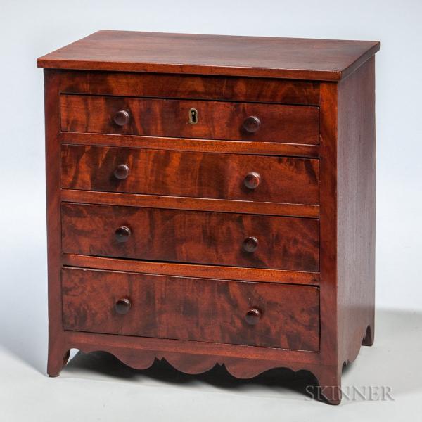 Miniature Mahogany Veneer Chest of Four Drawers