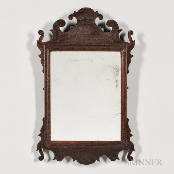 Small Walnut Scroll-frame Mirror
