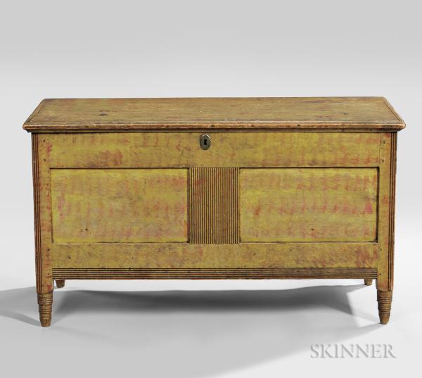 Paint-decorated and Carved Blanket Chest