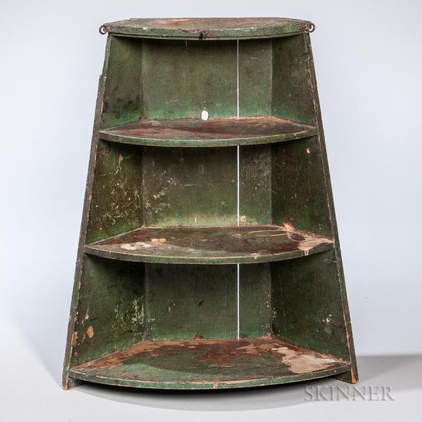 Green-painted Corner Shelf