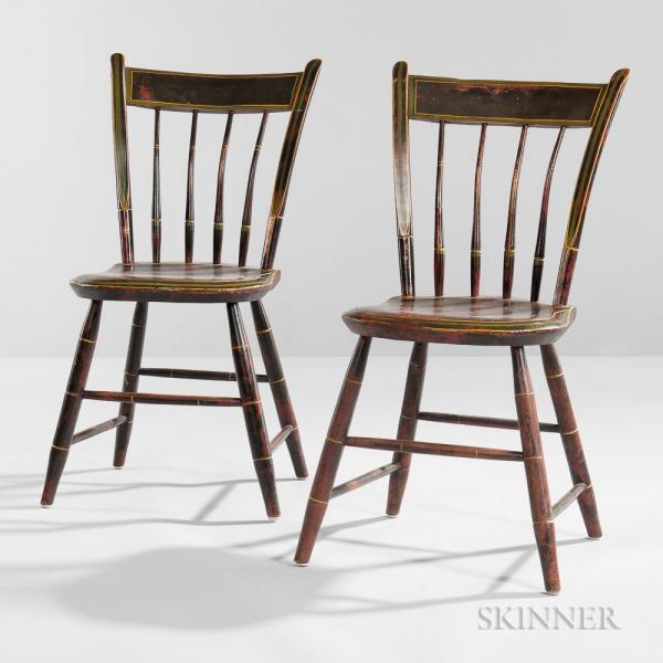 Pair of Paint-decorated Tablet-back Windsor Chairs