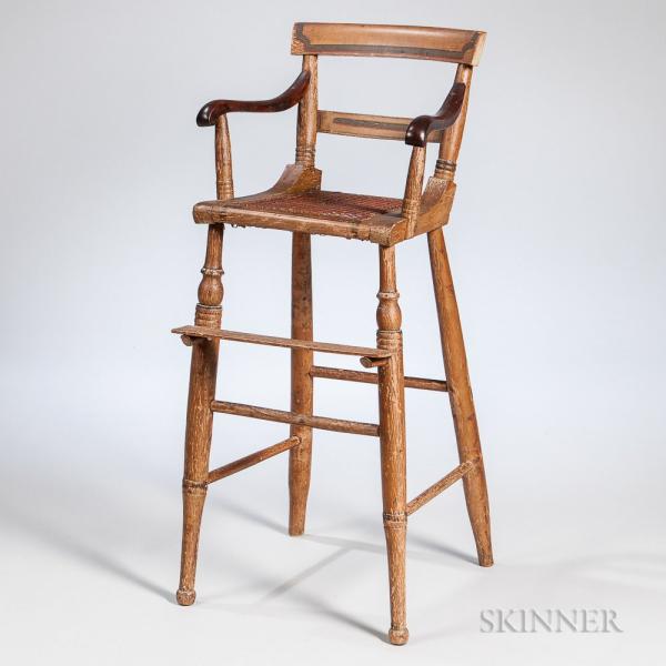 Paint-decorated Cane-seat High Chair