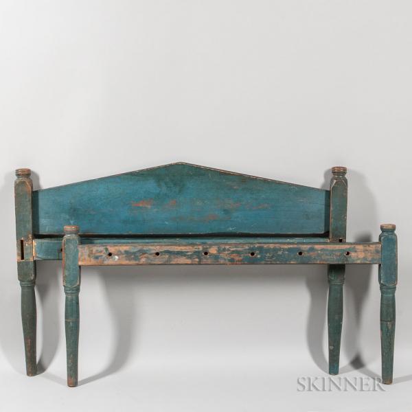 Blue-painted Pine Rope Bed