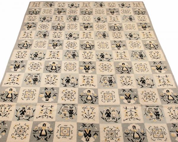 Large Hooked Carpet with Colonial Revival Designs