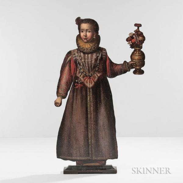 Carved and Painted Fire Screen Figure