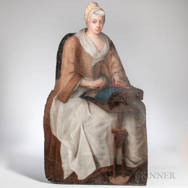 Painted Figural Fire Screen