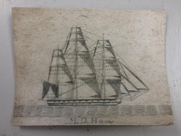 Rectangular Scrimshaw Whale Panbone Plaque