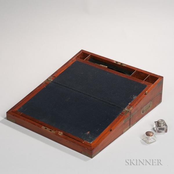 Mahogany and Brass Portable Folding Desk