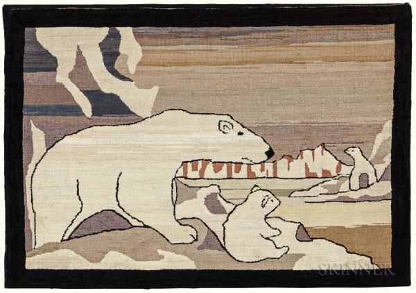 Polar Bear and Cubs Hooked Mat