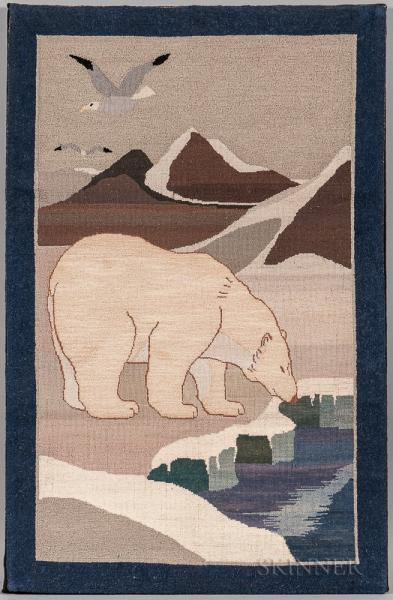 Polar Bear and Gulls Hooked Mat