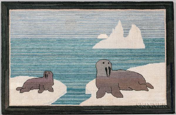 Seal and Pup Hooked Mat