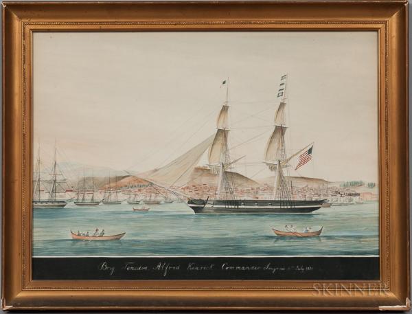 Attributed to Antoine Roux (French, 1821-1882) Brig Tenedos, Alfred Kenrick Commander. Smyrna 4th July, 1834
