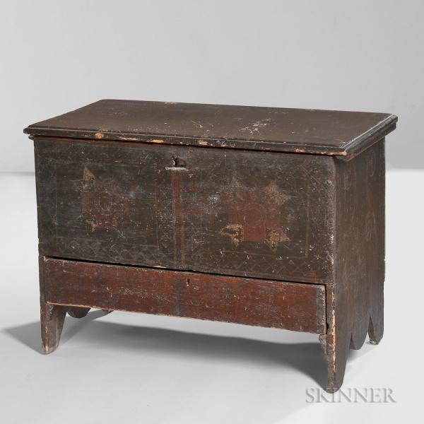Small Paint-decorated Chest over Drawer