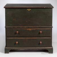 Early Green-painted Pine Chest over Two Drawers