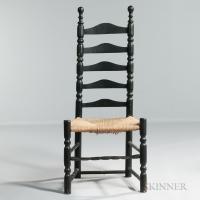 Black-painted Slat-back Side Chair