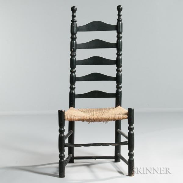 Black-painted Slat-back Side Chair