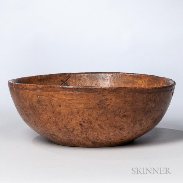 Large Turned Ash Burl Bowl