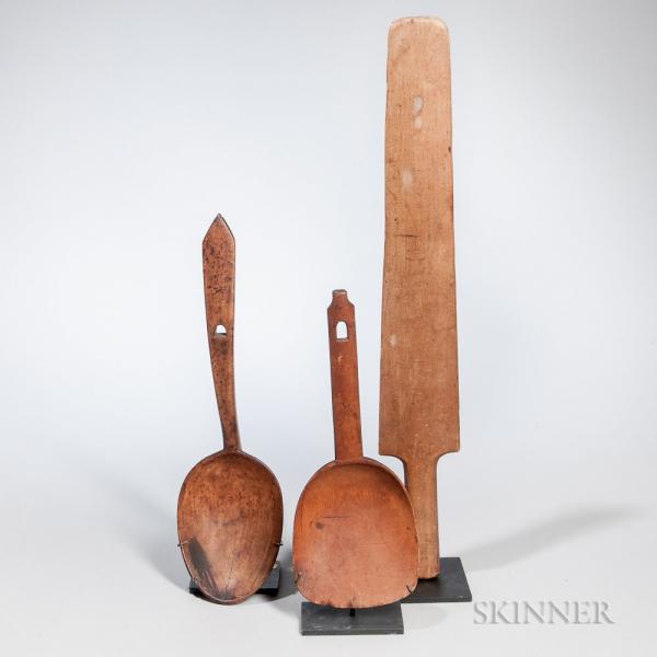 Three Carved Wood Utensils