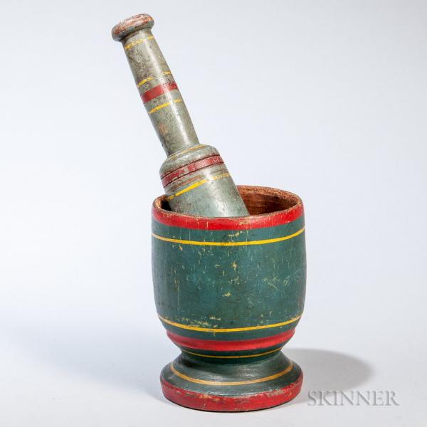 Turned and Painted Mortar and Pestle