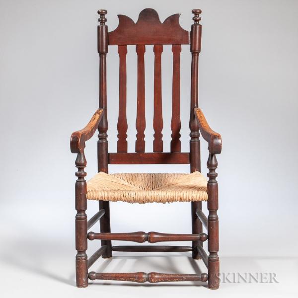 Red-painted Bannister-back Armchair