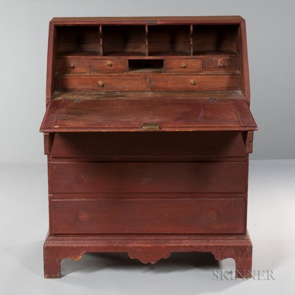 Red-painted Slant-lid Desk