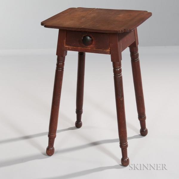 Red-painted Splay-leg One-drawer Stand