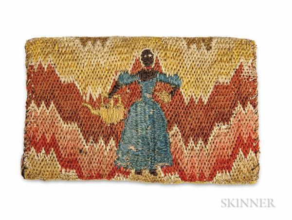 Rare Flame-stitch Wallet Depicting African American Figures