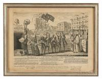 Engraved "The Repeal, or the Funeral Procession of Miss Americ-Stamp" Print