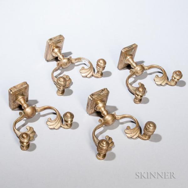 Two Pairs of Brass Jamb Hooks