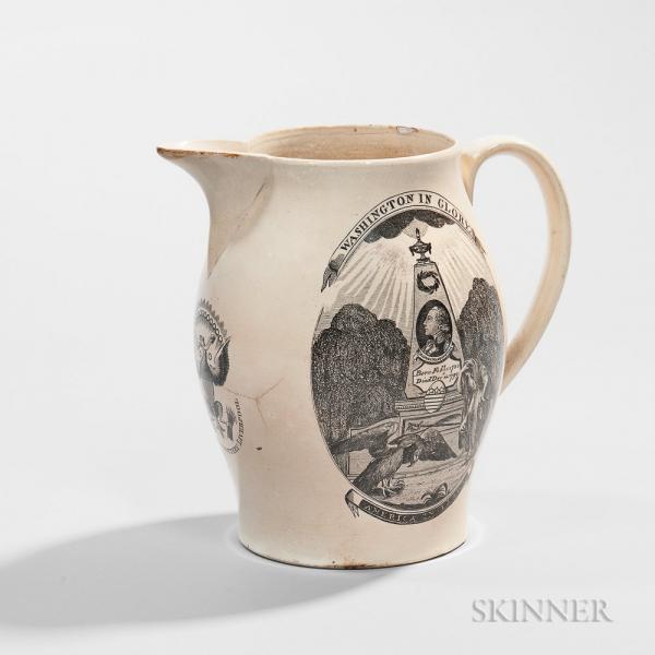Transfer-printed George Washington "Peace Plenty and Independence" Creamware Jug