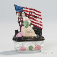 Polychrome Painted "For The Union" Match Holder