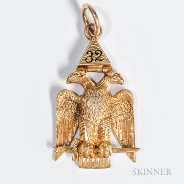 Gold Masonic 32nd Degree Eagle Fob
