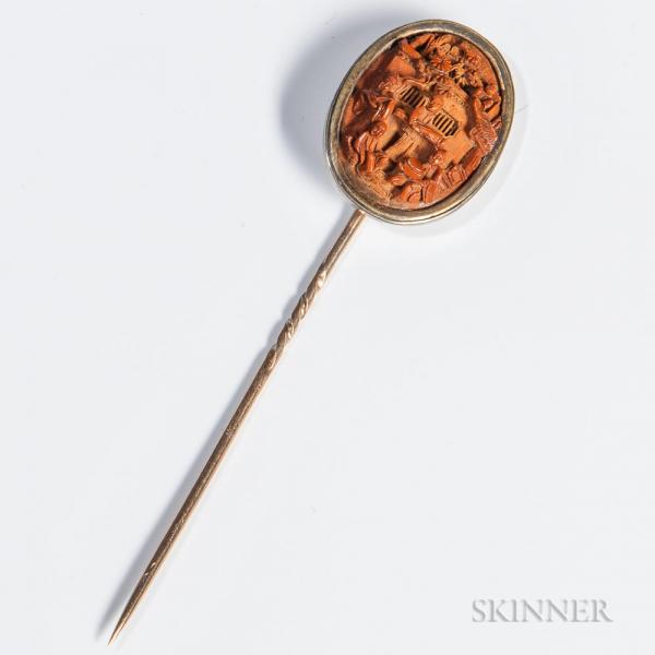 China Trade Cinnabar Stickpin