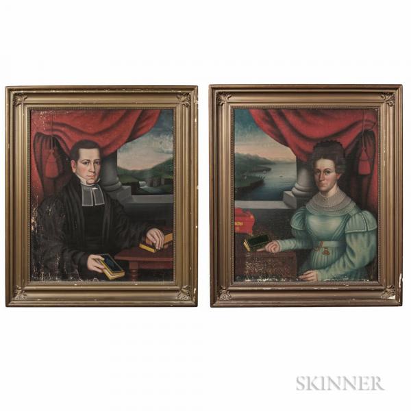 Attributed to Erastus Salisbury Field (Massachusetts/New York, c. 1805-1900), Pair of Portraits of the Reverend George Champl