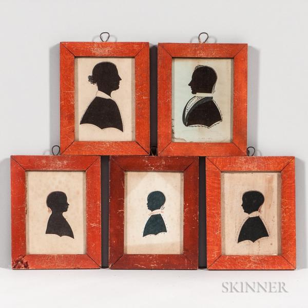 Five Hollow-cut and Watercolor Silhouettes