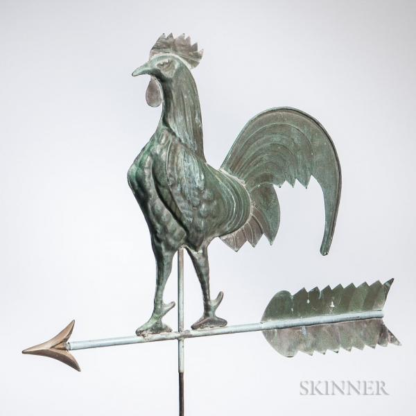 Molded Sheet Copper Rooster Weathervane