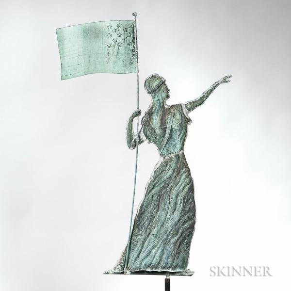 Molded Copper and Zinc Goddess of Liberty Weathervane