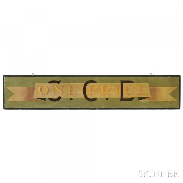 Paint-decorated and Gilt "ONE PRICE C.O.D." Sign