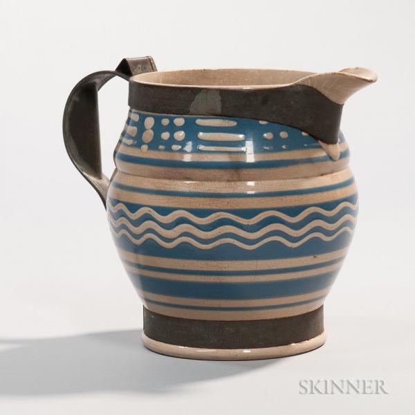Pearlware Jug with Tinsmith's Make-do Repair
